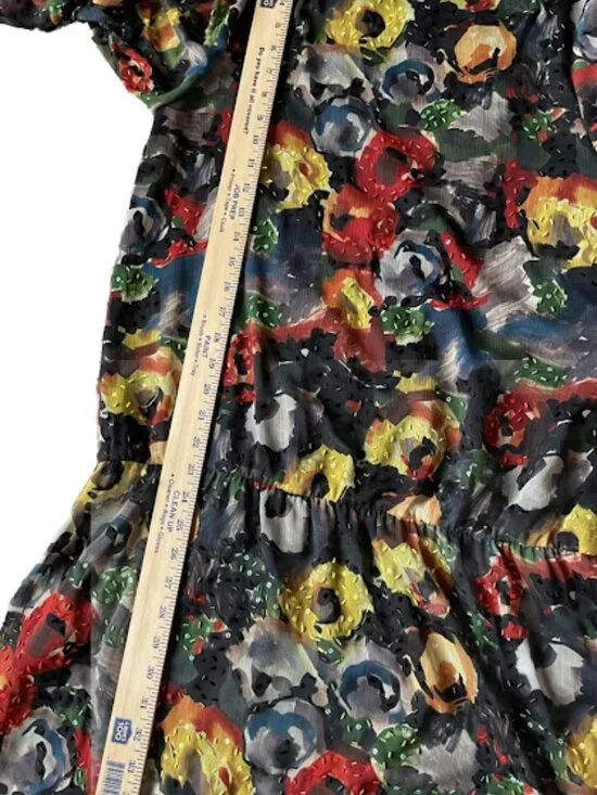 Alice + Olivia Floral Print Dress Long Sleeve Boho Shift Mini Party Cocktail - Picture 5 of 6